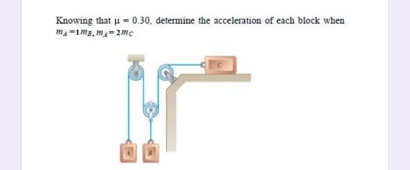 Knowing that u = 0.30, determine the acceleration of each block when
m-1m3, m= 2mc
