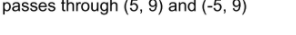 passes through (5, 9) and (-5, 9)
