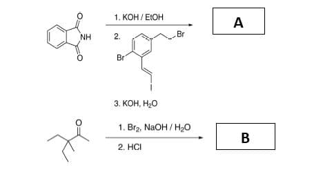 1. KOH / EIOH
A
Br
NH
Br
3. КОН, Н-О
1. Br2, NaOH / H20
В
2. HCI
2.
