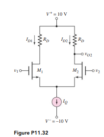 V* = 10 V
Ipi
Rp
Rp
M,
M2
V=-10 V
Figure P11.32
