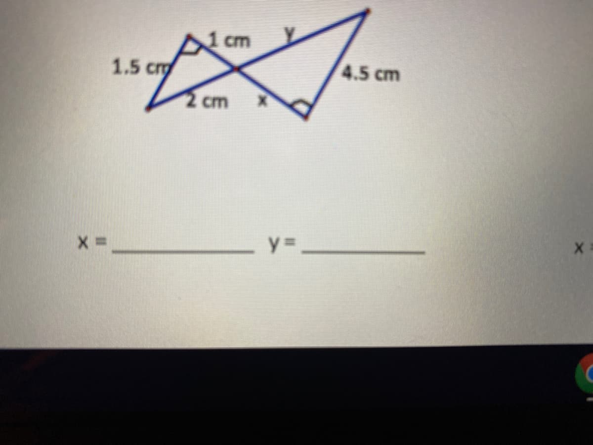 1 cm
1.5 cm
4.5 cm
2 cm
y =
