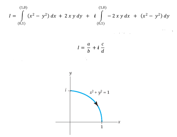 (1,0)
(1,0)
I =
3D | (х2 — у?) dx + 2хуdy + i
| - 2хуdx + (x? — у?) dy
(0,1)
(0,1)
i
x² + y? = 1
