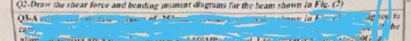 Q2-Draw the shear force and bending moment diagrams for the beam shown in Fig. (2)
Q3-A
cam
allor
COMPA
go to
he