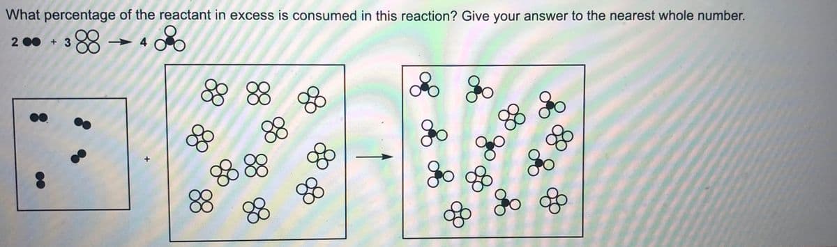 What percentage of the reactant in excess is consumed in this reaction? Give your answer to the nearest whole number.
88-
2 00 + 3
4
88
8 88
8
8
88
go
go
88
8
