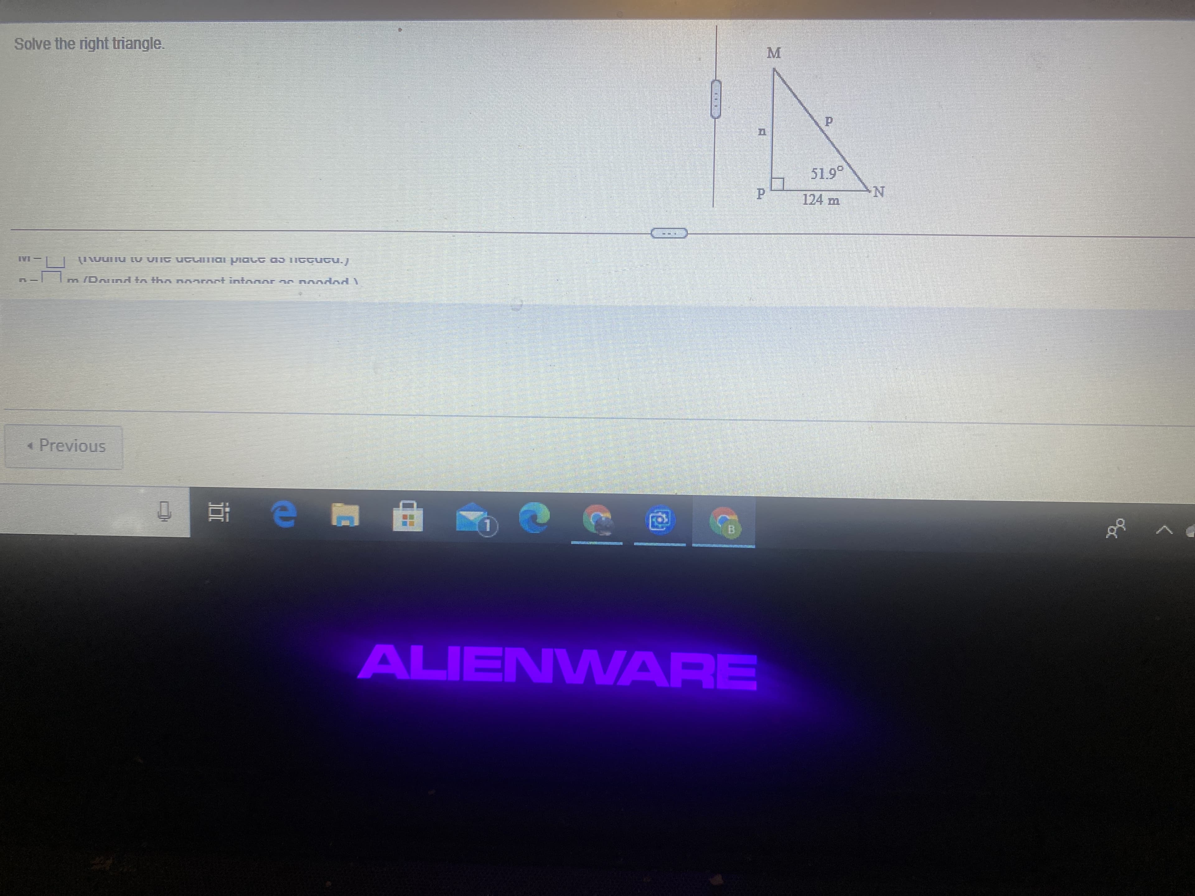 ALIENWARE
sno
N-
M.
Solve the right triangle.
