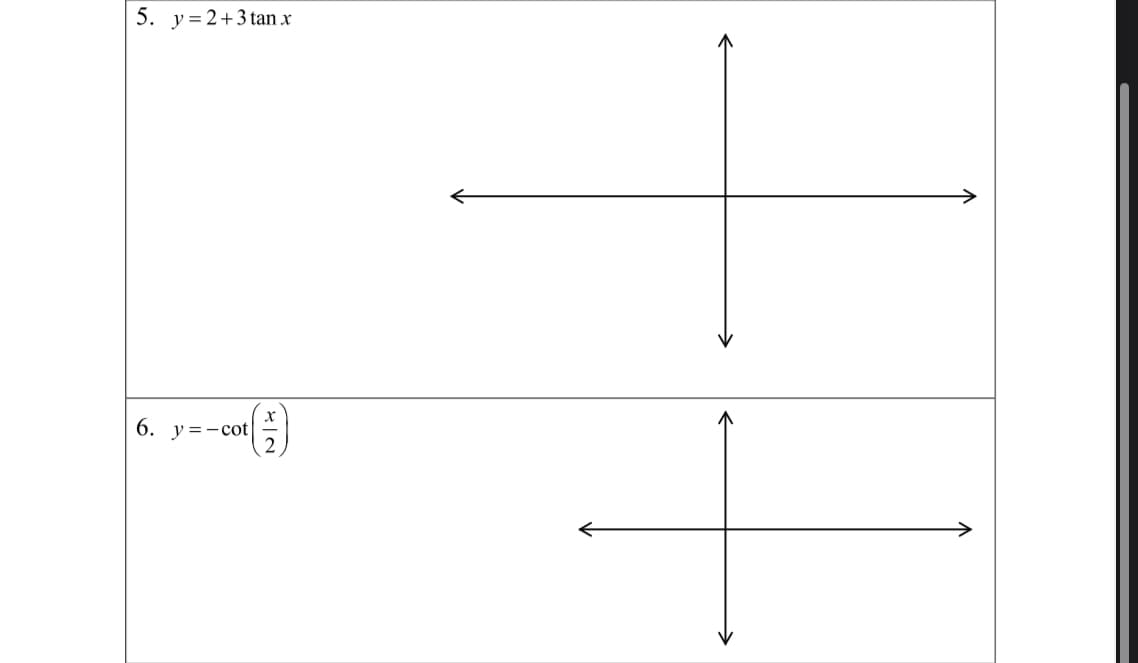 5. y = 2+3 tan x
6. y=-cot