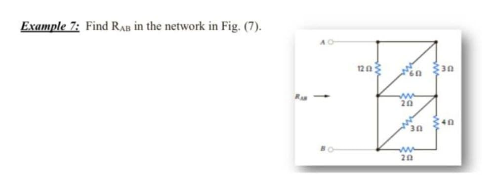 Example 7: Find RAB in the network in Fig. (7).
12 A3
ww
20
RA
40
20
