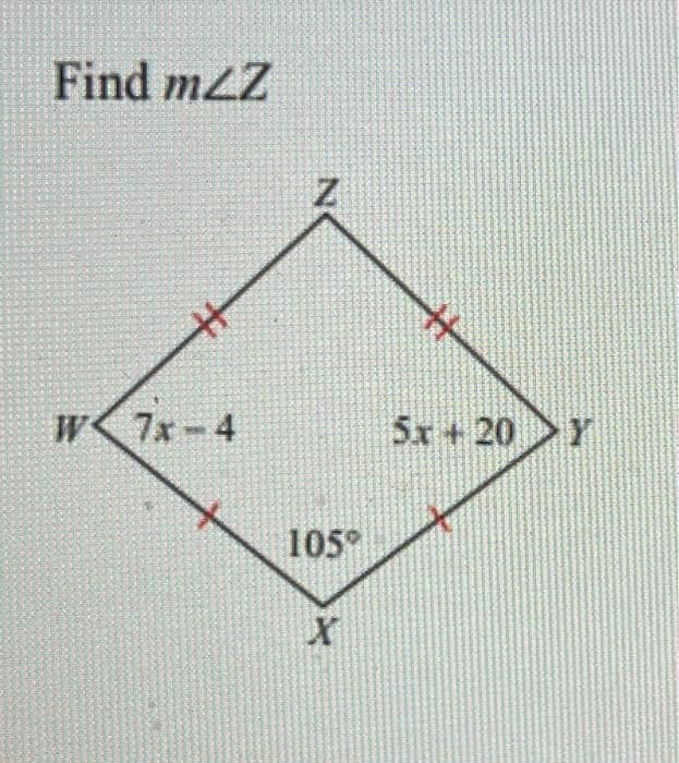 Find m2Z
W7x-4
ON
105°
X
H
520