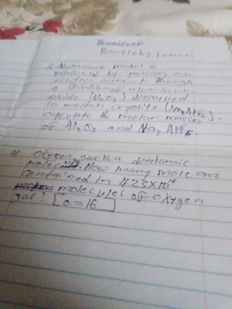 Amaiaue
eledaic cere
of AleOs a nd Na, Afe
40ygengas is a decotomic
Mons boarフプ piolt
olec.tHow many mole or
Contaiined fn 4.23x1
paokpa mole cules of oX79en
14
