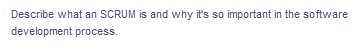 Describe what an SCRUM is and why it's so important in the software
development process.