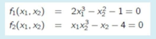 fi(x1, X2) = 2x – x3 – 1 = 0
f2(x1, X2)
x1x3 – x2 – 4 = 0
