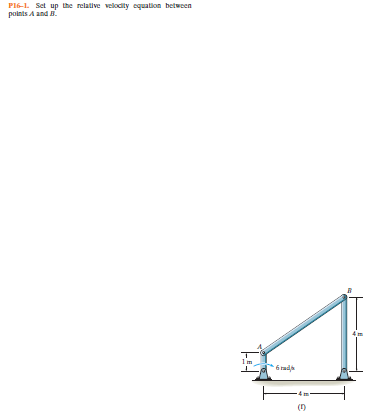 Pl6-1. Set up the relative velodity equalion between
points A and .
1m
()
