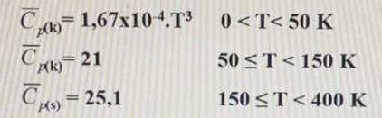 C-1,67x104.T³ 0<T< 50 K
CAR 21
Co = 25,1
50 <T< 150 K
150 <T< 400 K
