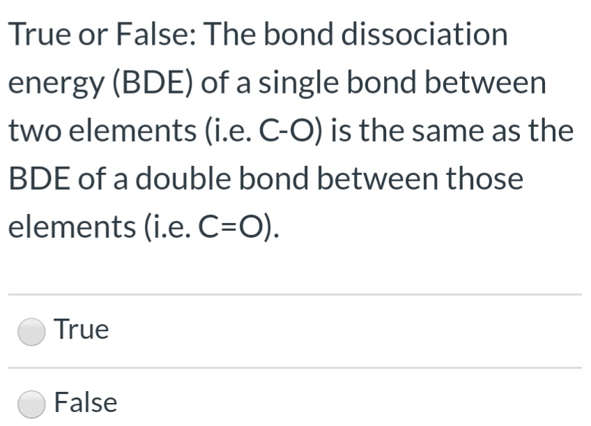 energy (BDE) of a single bond between
