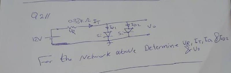 9211
033K IT
UR
si V SY
平
or the
e Network above Determine YR, IT, Ia EfDz
