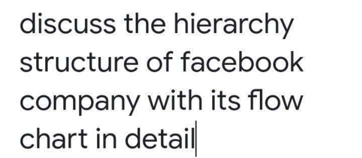 discuss the hierarchy
structure of facebook
company with its flow
chart in detail
