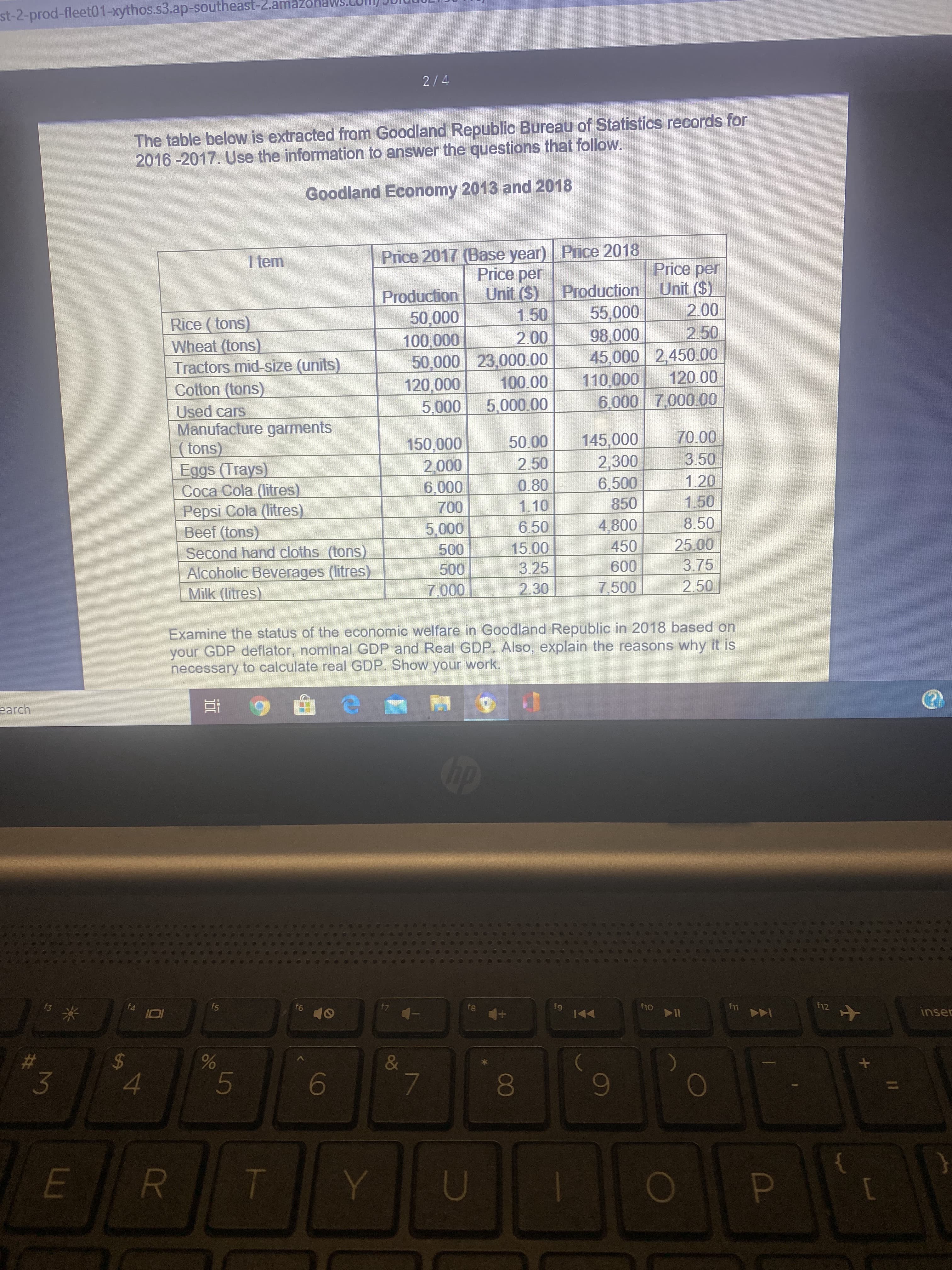 Examine the status of the economic welfare in Goodland Republic in 2018 based on
your GDP deflator, nominal GDP and Real GDP. Also, explain the reasons why it is
necessary to calculate real GDP. Show your work.
