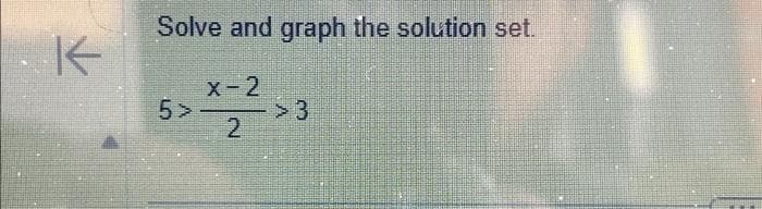 K
Solve and graph the solution set.
x-2
2
5>
>3