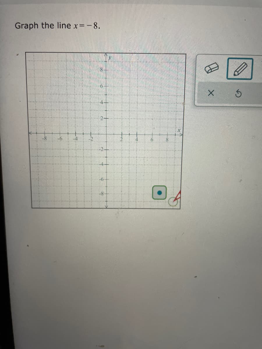 Graph the line x=-8.
-8-
