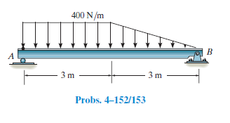 400 N/m
A
3 m
3 m
Probs. 4-152/153
