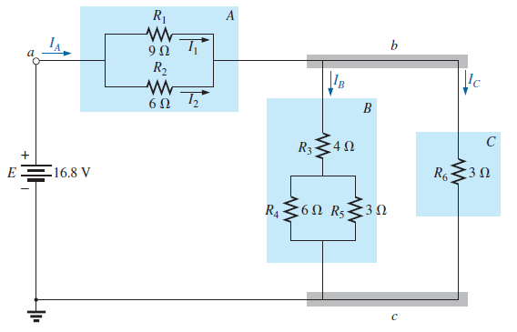 R1
Α
b
R2
Ic
60 1,
Β
C
R3
:4Ω
+
Ε16.8 V
R6
-3Ω
R,6Ω R <3Ω
