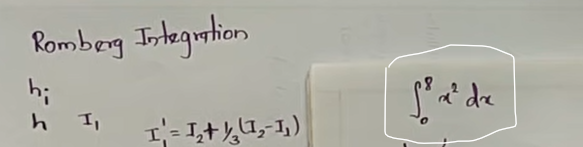 Romberg Integration
hi
h I₁
1₁ = 1₂ + 1⁄₂(1₂-1₂)
f²a² da