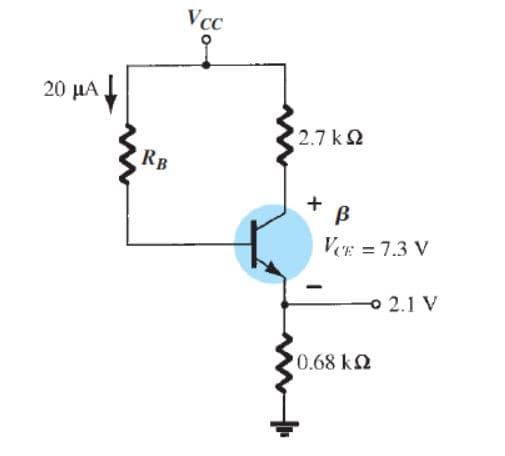 Vcc
20 μΑ
2.7 k 2
RB
+ B
VE = 7.3 V
o 2.1 V
0.68 k2
