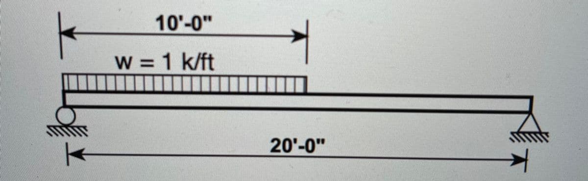 10'-0"
W = 1 k/ft
%3D
20'-0"
