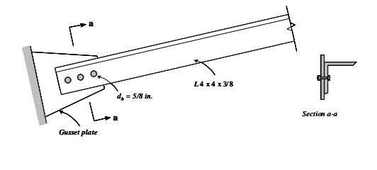 L4 x4 x 3/8
d= 5/8 in.
Secti
ion a-a
Gusset plate
