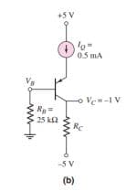 W
Ra=
25 k
+5 V
lo=
0.5 mA
-Ve-1 V
Rc
-5 V
(b)