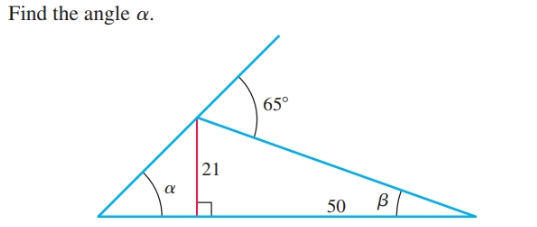 Find the angle a.
65°
21
50
