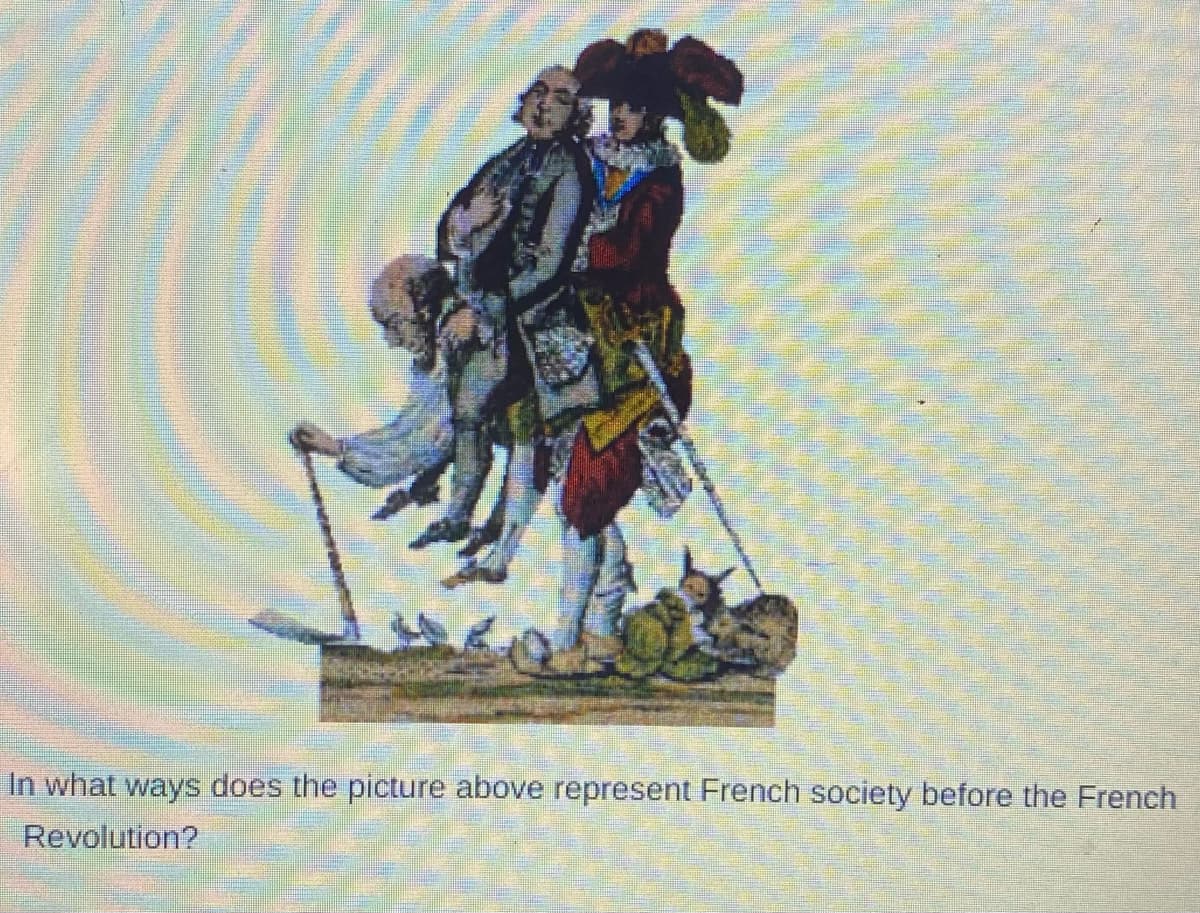 In what ways does the picture above represent French society before the French
Revolution?