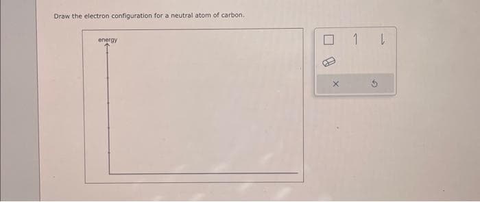 Draw the electron configuration for a neutral atom of carbon.
energy
1 l