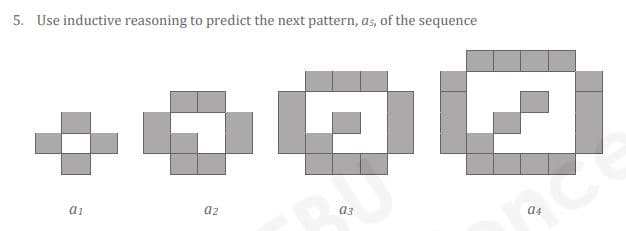 5. Use inductive reasoning to predict the next pattern, as, of the sequence
*000
az
a3
a4
