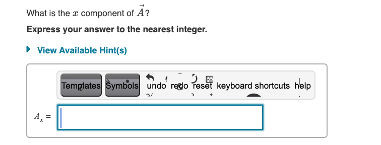 What is the x component of A?
