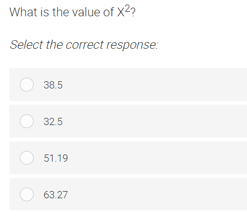 What is the value of X2?
Select the correct response:
38.5
32.5
51.19
63.27
