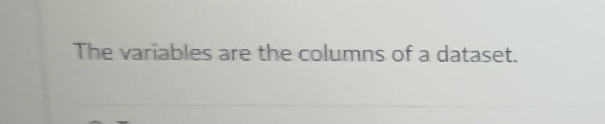 The variables are the columns of a dataset.
