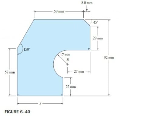 8.0 mm
59 mm
45°
29 mm
150
17 mm
92 mm
R
27 mm-
57 mm
22 mm
FIGURE 6-40
