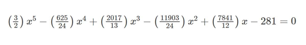 (을) z - (%) z + (2) a3-(1102) 22+
) a² + (™1)
625
2017
11903
7841
281 = 0
