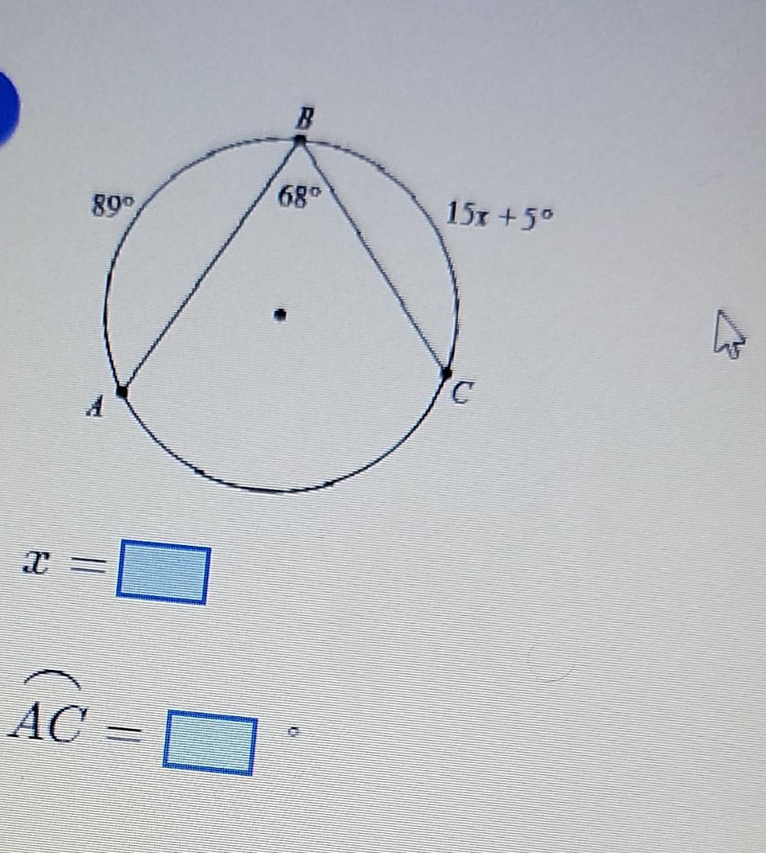 B
15x +5°
89°
C.
AC
