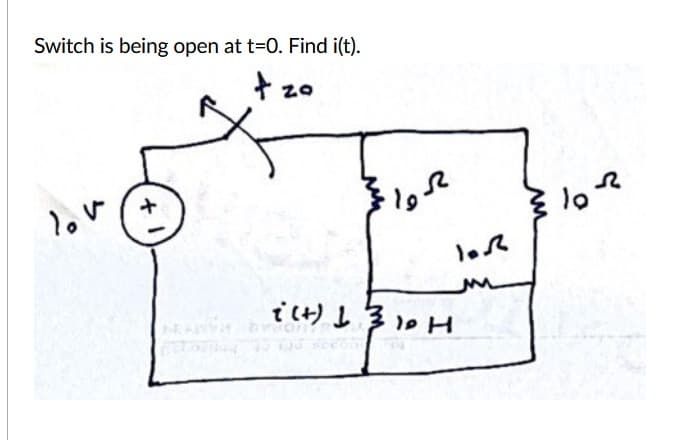 Switch is being open at t=0. Find i(t).
+ 20
ilt) 131e H
