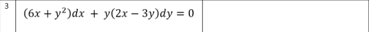 (бх + у?)dx + у(2х — Зу)dy %3D 0
-
3.
