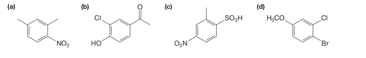 (a)
(d)
CI
SO3H
H3CO
CI
NO2
НО
O2N
Br
