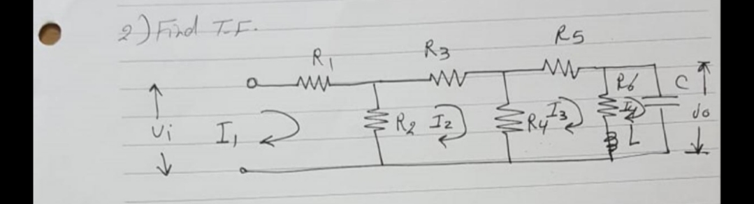 2) Find TF.
R5
R3
do
I,
vi
