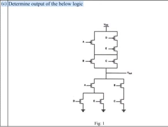 (c) Determine output of the below logic
Fig: 1
