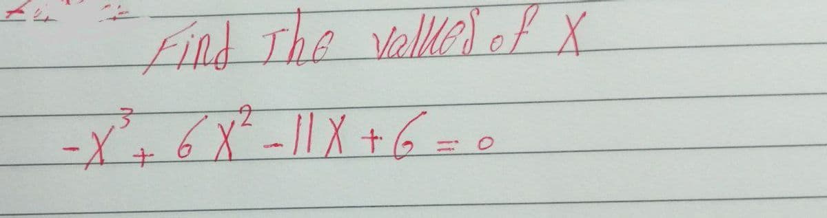 Find The valle eLX
-X'+6X*-11X +6=
