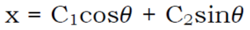 x = Cịcos0 + C2sin0
%3D
