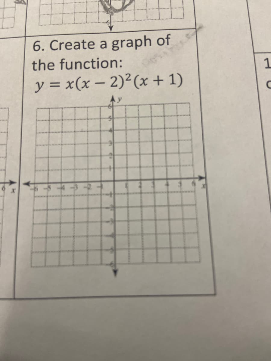 6. Create a graph of
the function:
1
y = x(x – 2)²(x + 1)
-
