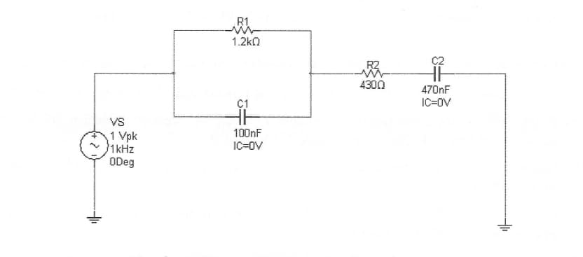 VS
1 Vpk
1 kHz
ODeg
R1
ww
1.2kQ
C1
HH
100nF
IC=OV
R2
M
4300
C2
HH
470nF
IC=OV