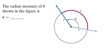 The radian measure of 0
shown in the figure is
